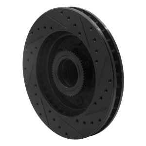 Chevrolet C2500 Brake Rotor (1) - Front Left - R1 Concepts - Drilled & Slotted - Black - `94-`02